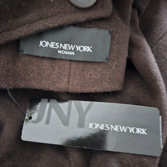 NWT - Jones New York - Wool Blend Long Winter Coat - Size 16W - Brown - Picture 5 of 7
